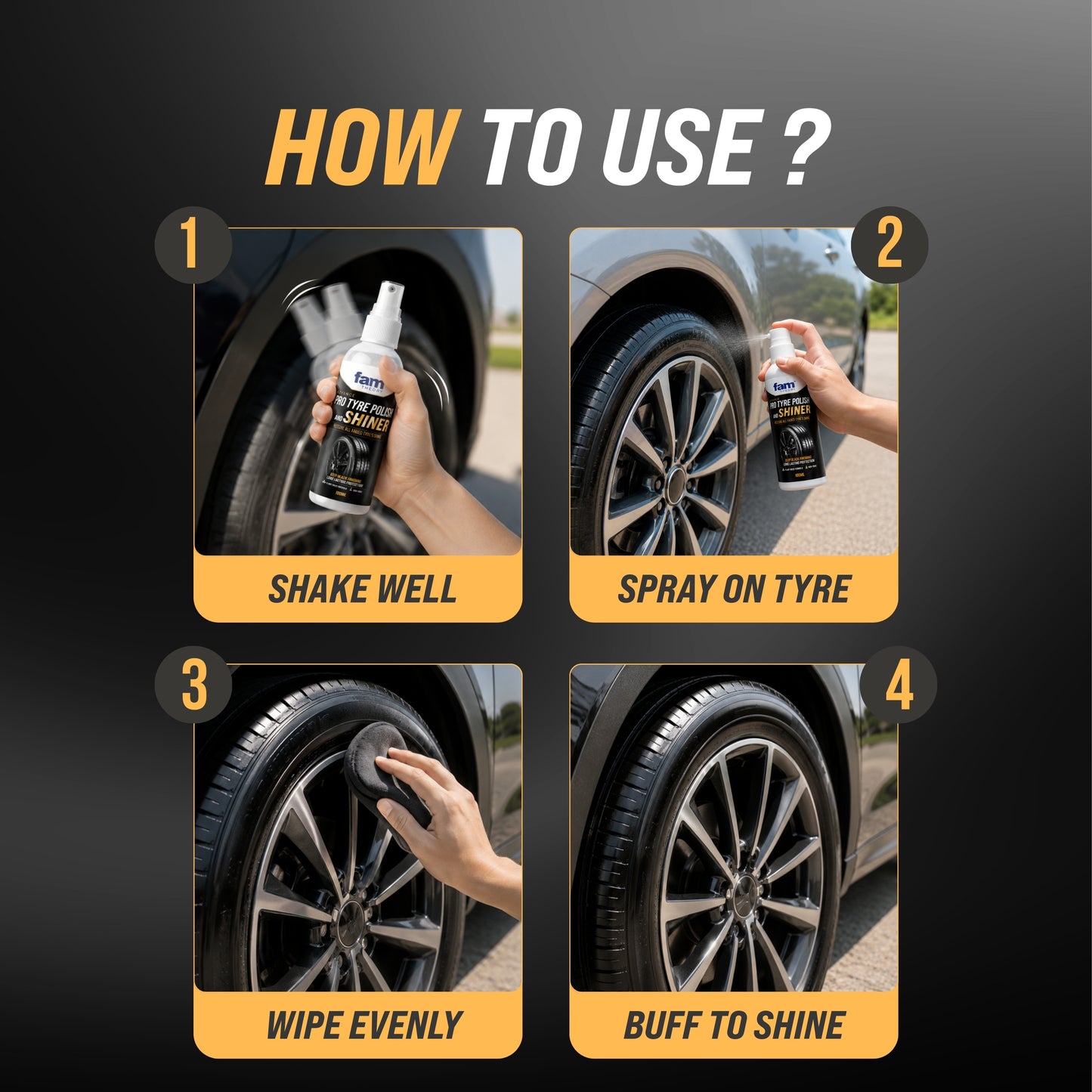 Advanced Pro Care Tyre Polish & Shiner 100ML ✨ – Deep Black Finish