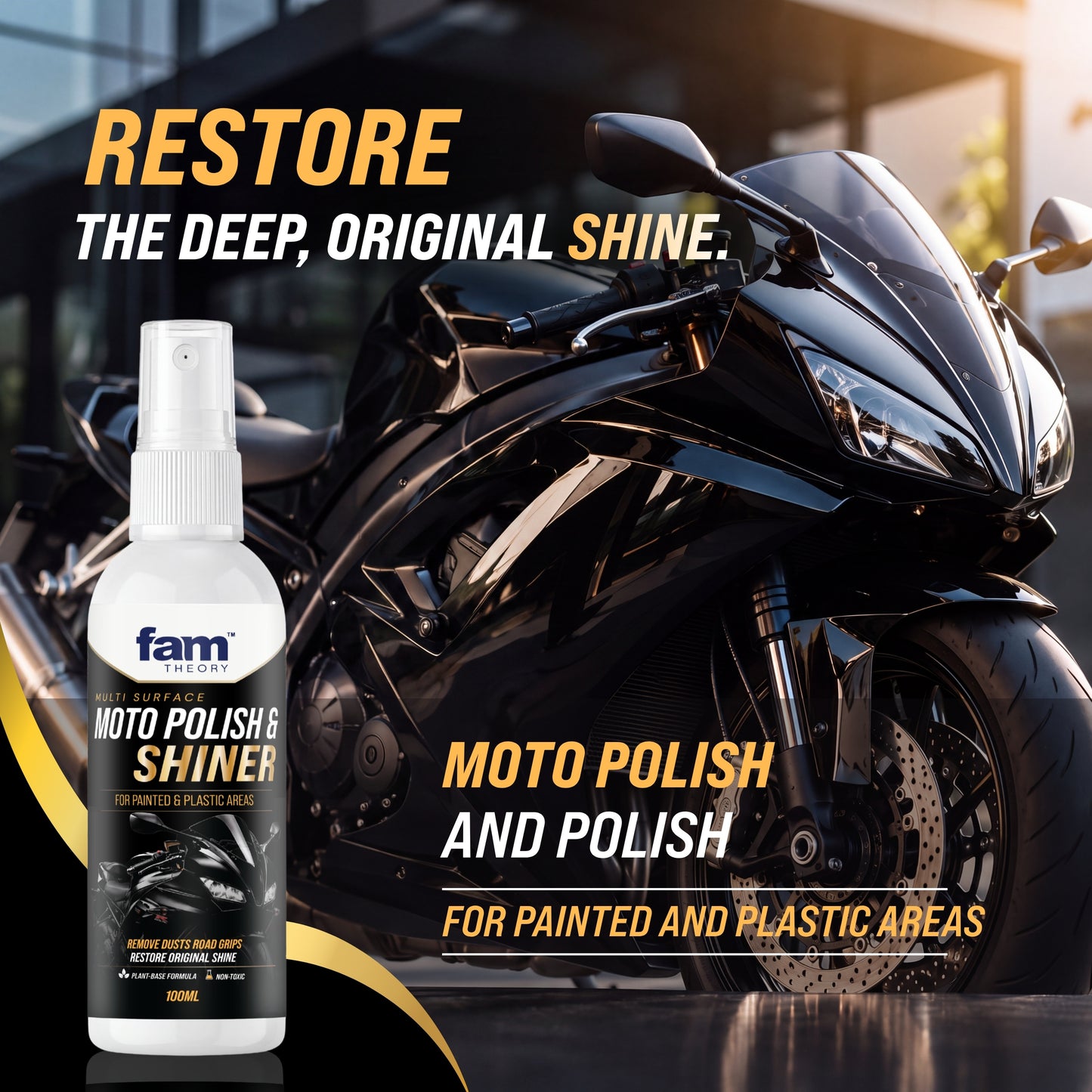 Motoshine Pro Multi-Surface Motorcycle Polish & Shiner 100ML✨ Instant Gloss Finish & Protection