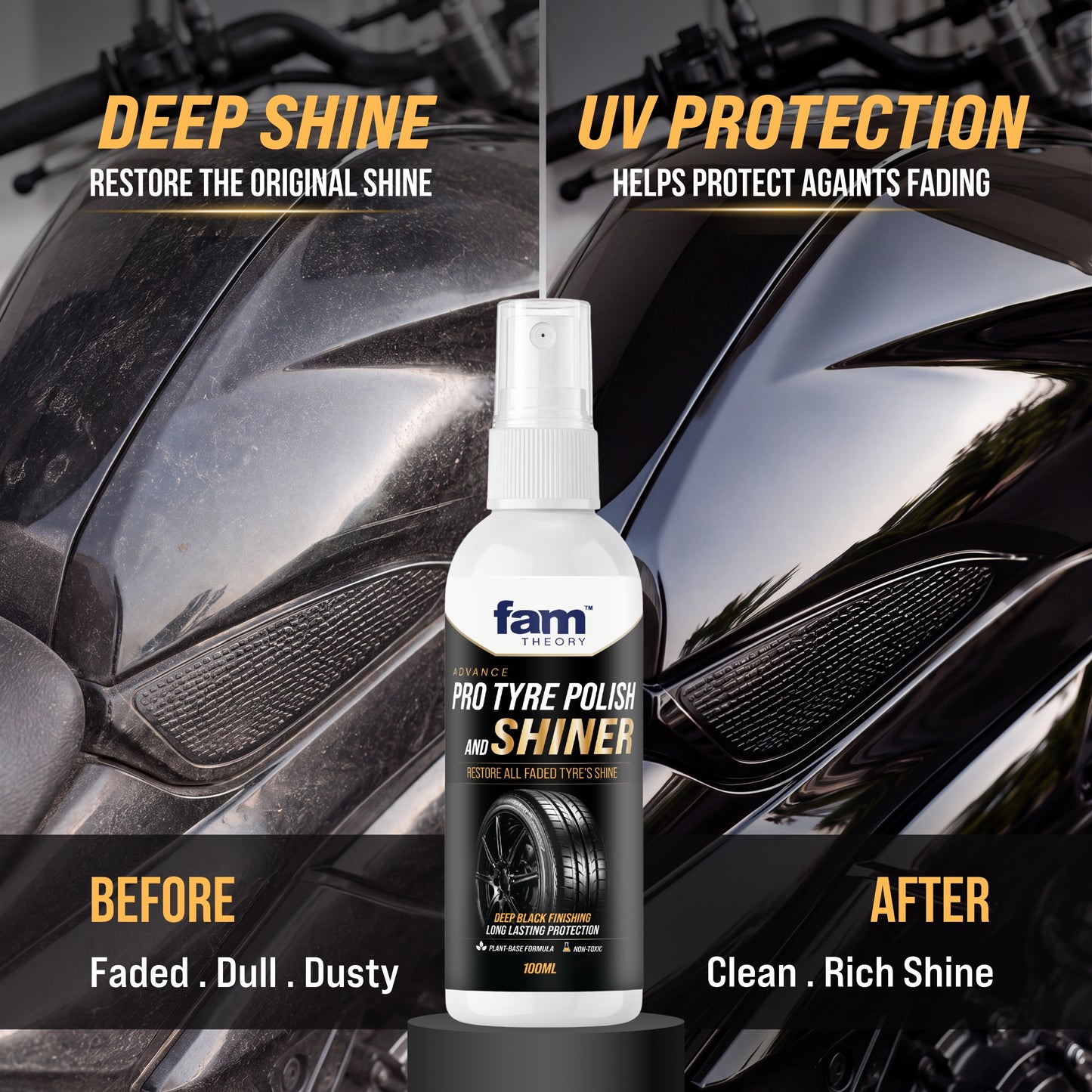 Motoshine Pro Multi-Surface Motorcycle Polish & Shiner 100ML✨ Instant Gloss Finish & Protection