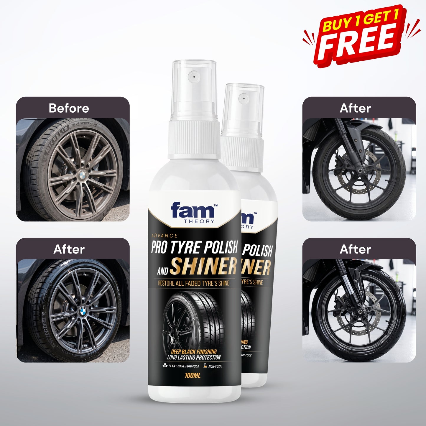 Advanced Pro Care Tyre Polish & Shiner 100ML ✨ – Deep Black Finish